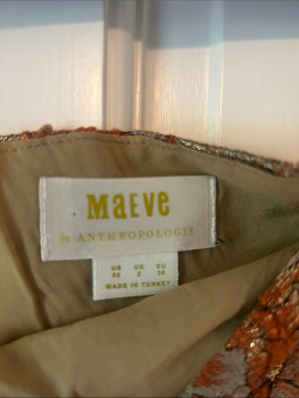 Maeve Gold Floral Brocade Mini Skirt with Orange Blooms - Picture 4 of 4